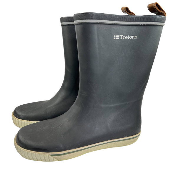 Tretorn Shoes - Tretorn Black Rubber Mid-Calf Rain Boots, 7.5/38